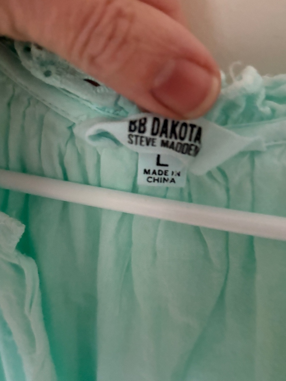BB Dakota Mint Eyelet Tie-Neck Mini Dress - Picture 4 of 4